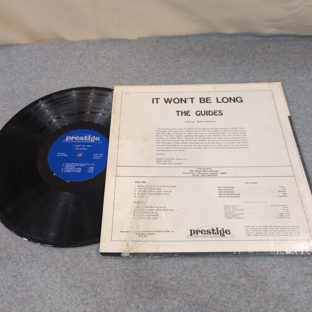 The Guides It Won't Be Long Vinyl LP Prestige Productions Records Gospel Alabama - Picture 2 of 2